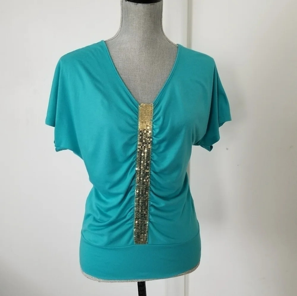 True Freedom Women's Knit Shirt Medium M Ruched Fr